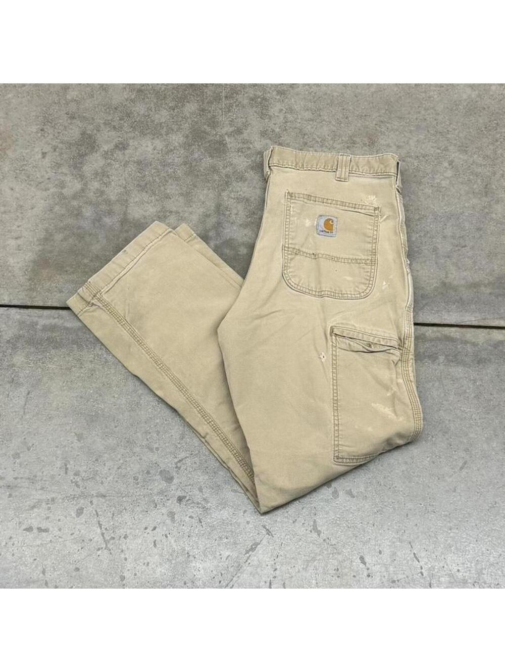 vintage carhartt beige relaxed baggy fit cargo pants size 34 x 30